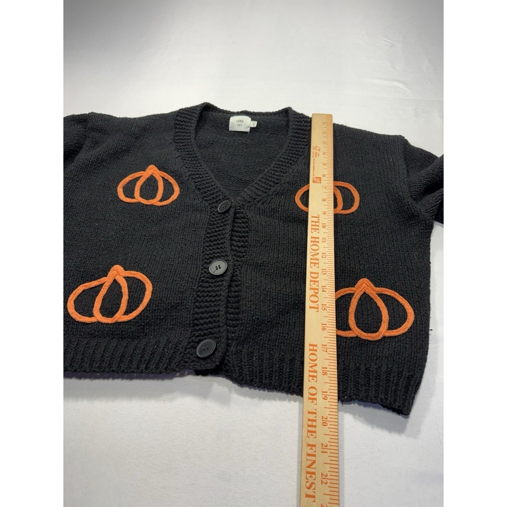 Luna Ivy Womens XS Halloween Pumpkin V-Neck Knit Button-Front Cardigan Sweater - Picture 6 of 6